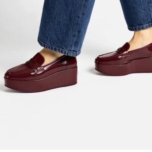 Platform Penny Loafers in Deep Burgundy